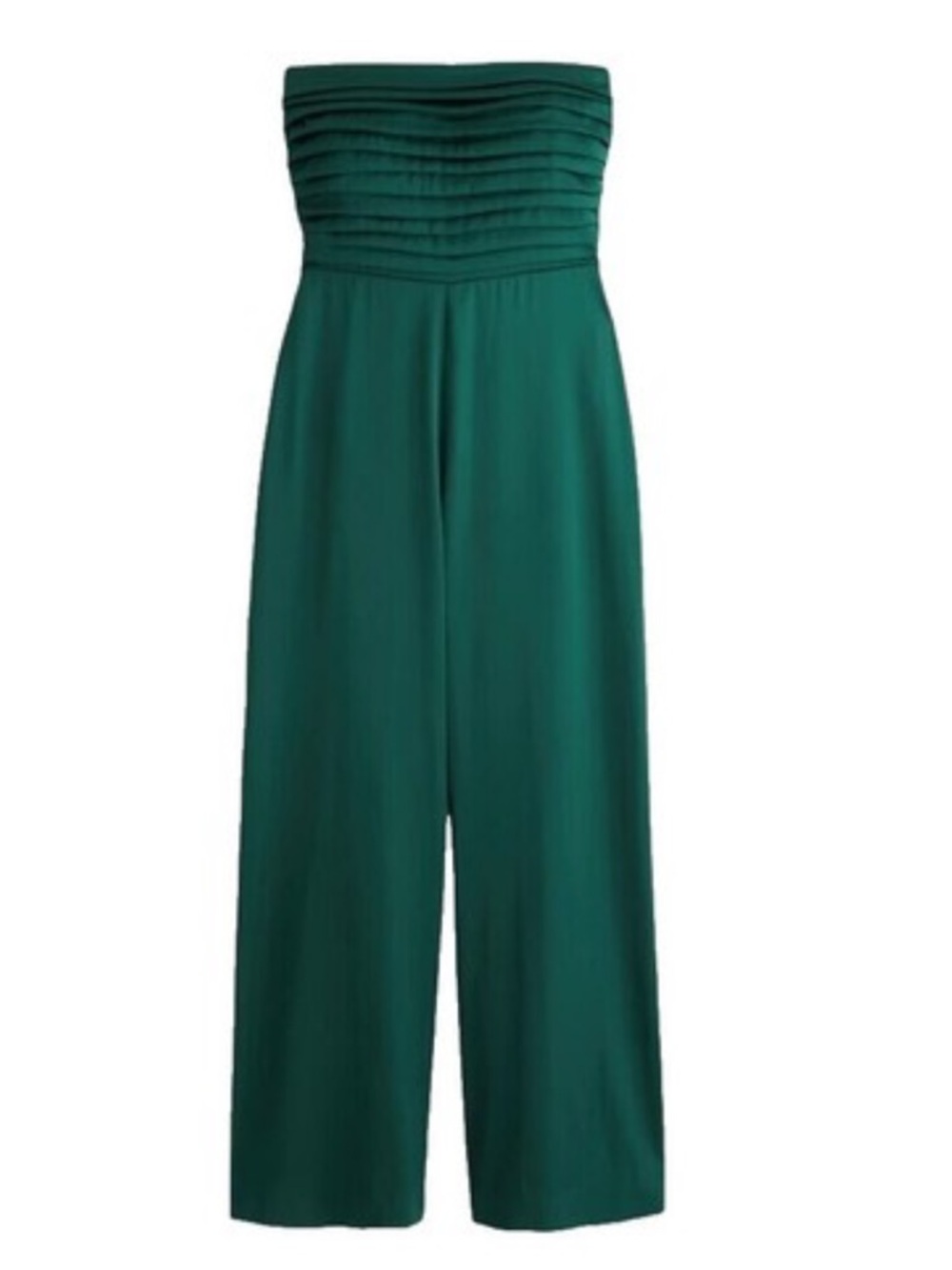 Abercrombie & Fitch Emerald Wide leg Satin Pleated Bodice Jumpsuit Elegant